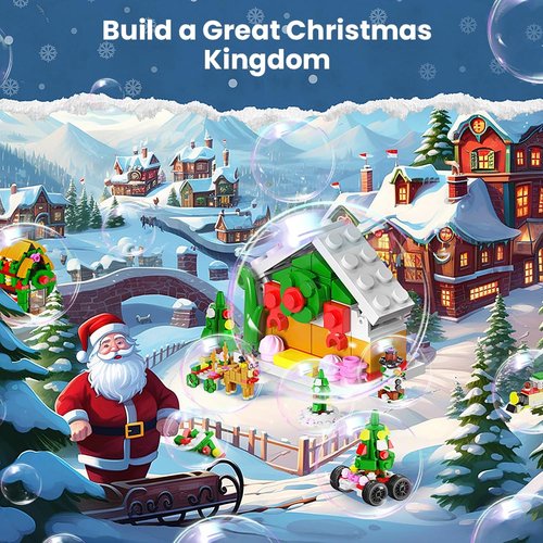 Advent Calendar 2025 - Xmas Themed Building Toys - 24 Days Christmas Countdown Calendar, Christmas Stocking Stuffers for 4 5 6 7 8-12 Years Old Boys Girls Kids