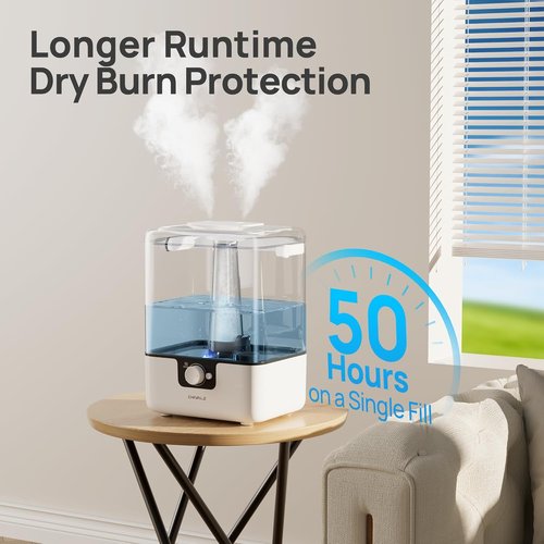 CHIVALZ 6L Cool Mist Humidifier - Quiet Top Fill Design for Bedroom & Baby | 50 Hours, Night Light, White