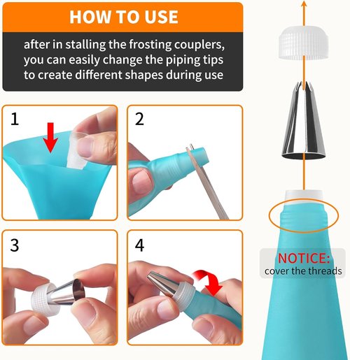 ALLTOP Piping Bags and Tips Set - Ultimate Cake Decorating Kit with 100 Disposable Bags & 12 Frosting Tips