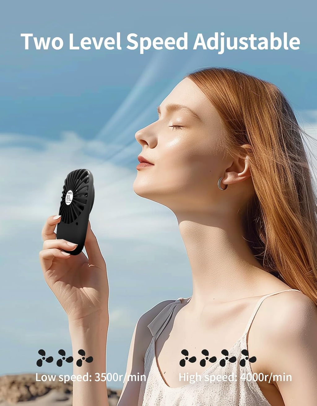 Aluan Handheld Mini Fan - Powerful USB Rechargeable Eyelash Fan for Home & Travel | Black