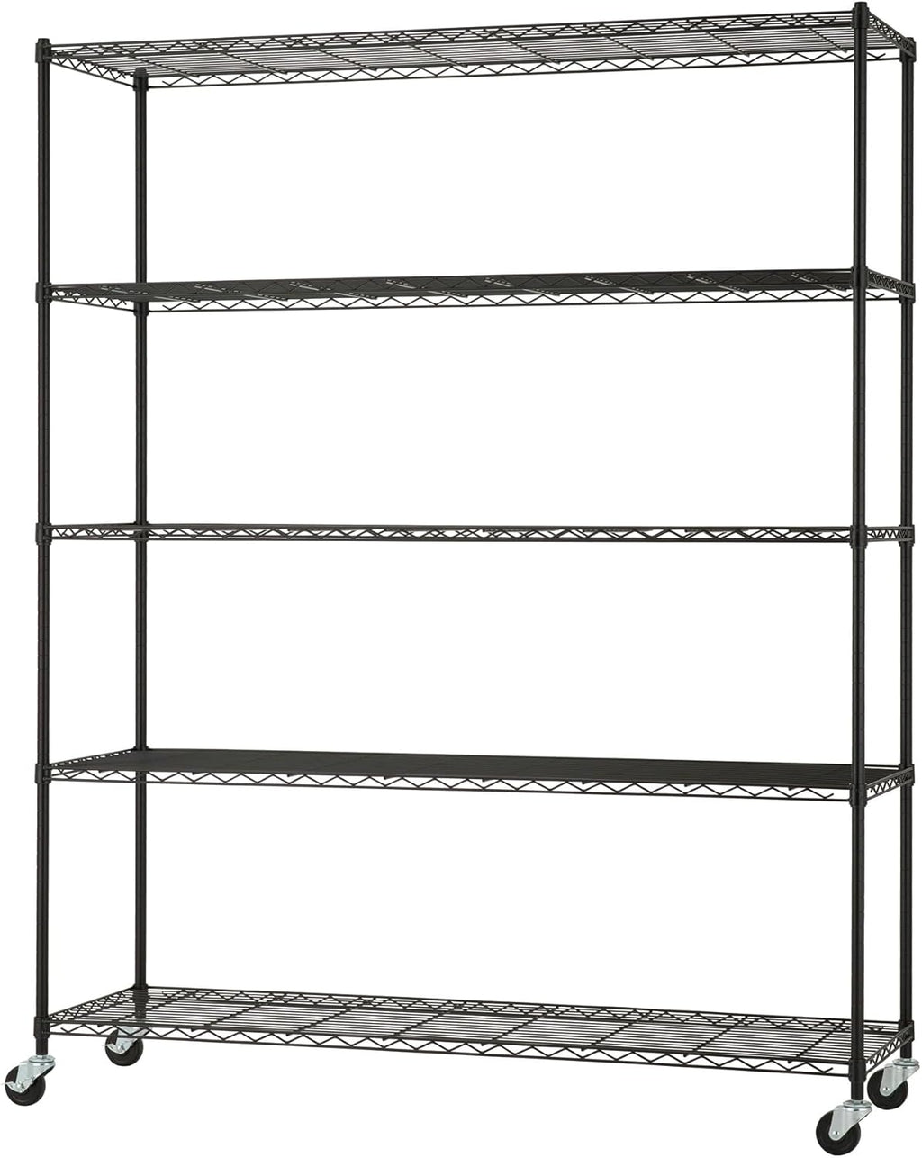 5-Tier Adjustable Wire Shelving by [Brand Name] - NSF Certified Kitchen & Garage Storage Rack, 500-2500 lb Capacity, 60” x 18” x 72”, Black