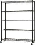 5-Tier Adjustable Wire Shelving by [Brand Name] - NSF Certified Kitchen & Garage Storage Rack, 500-2500 lb Capacity, 60” x 18” x 72”, Black