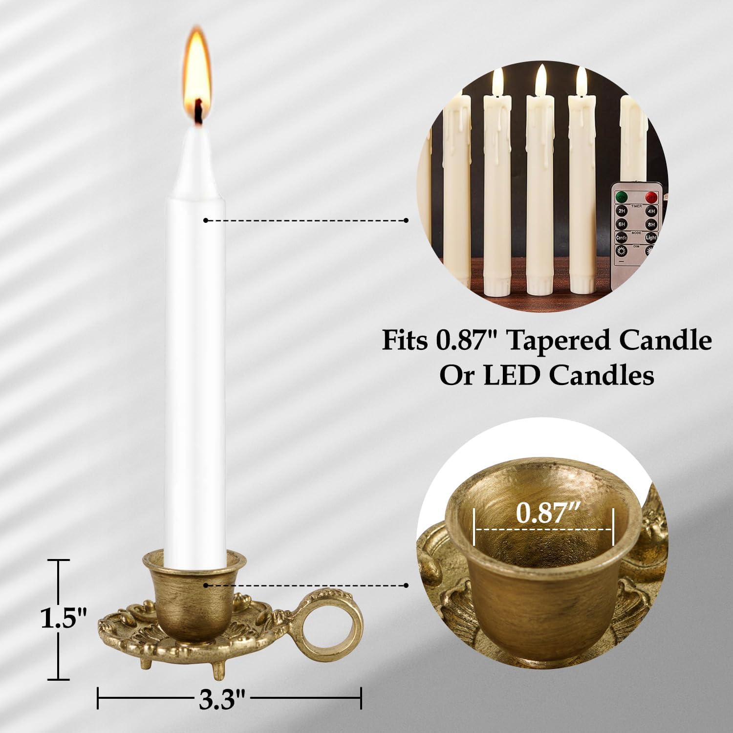 NIKKY HOME Gold Taper Candle Holders - Vintage Metal Candlestick Set of 2 for Table Centerpieces & Decor