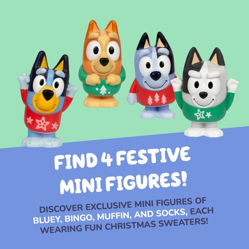 Bluey Mini Figures 2025 Christmas Advent Calendar, 24-Day Christmas Calendar Countdown with Festive Bingo, Muffin, and Socks, Advent Calendars for Ages 3+