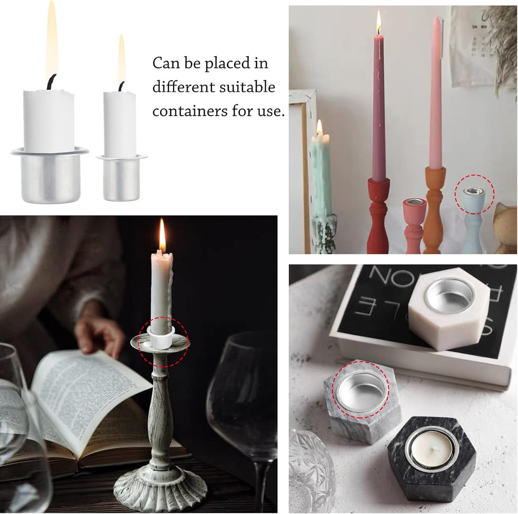 PH PandaHall Mini Metal Candle Holders - 40pcs Aluminum Drip Protectors for Taper Candles | 0.47/0.79 Inch