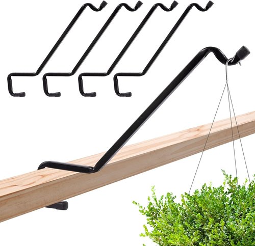 Biubee Bird Feeder Hanger - 4 Pack Extended Metal Deck Rail Plant Hangers for 2" × 4" & 2" × 6" Rails