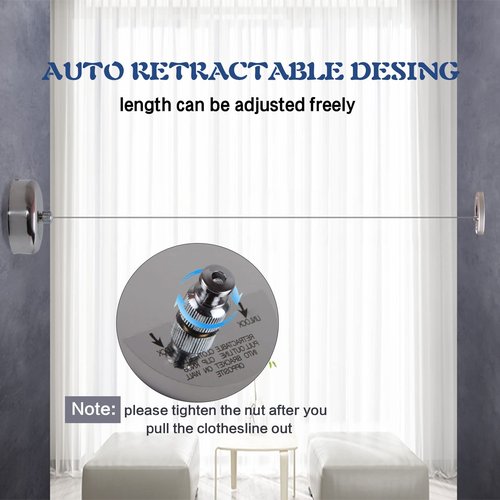 JHHSYU Retractable Clothesline 304 Stainless Steel Durable with Heavy Duty Adjustable Rope Shower Clothes Line for Outdoor and Indoor