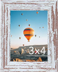 JCJMY 3x4 Rustic White Picture Frame - Versatile Wall & Tabletop Display with Shatter-Resistant Plexiglass