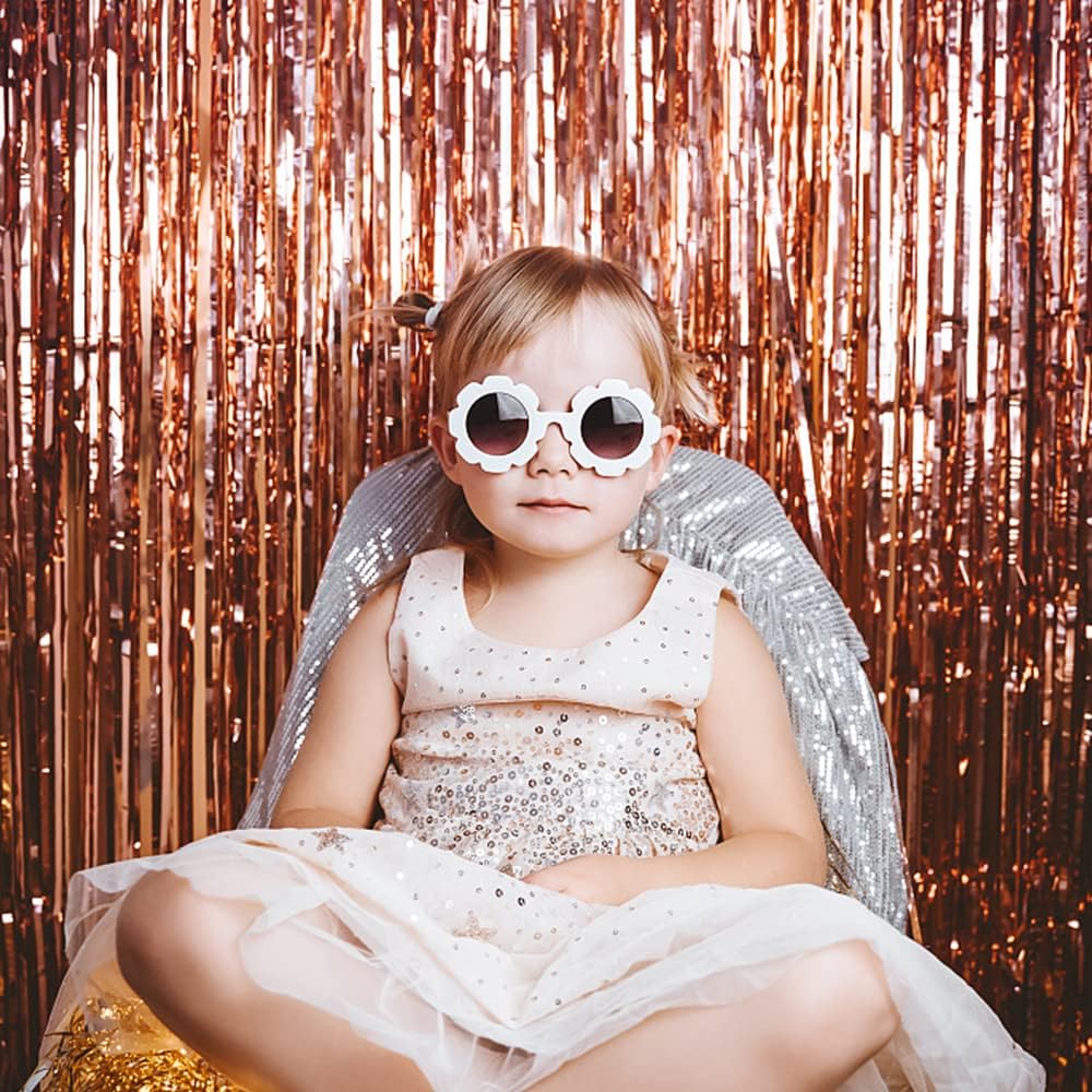 Regine Switzerland 20 Pack Rose Gold Foil Fringe Curtains - Metallic Backdrop for Parties & Events