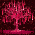 Aukora Red LED Halloween Lights - 8 Tube Snow Falling Rain Icicle String Lights for Outdoor Decor
