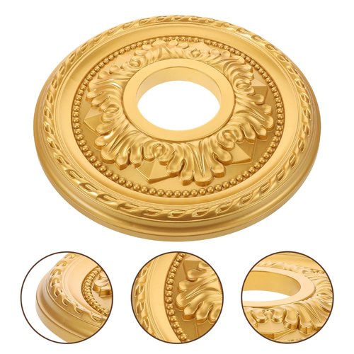 Cabilock Round Ceiling Medallion Plate for Light Fixtures 12.20 Inch Gold Ceiling Medallion Cover for Home Lighting Living Room Bedroom and Dining Room