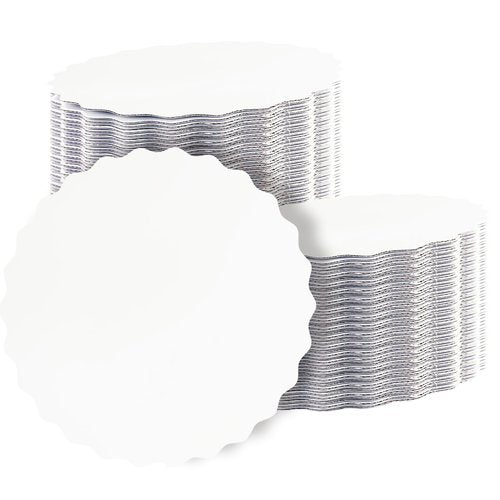 qiqee 12 Inch White Wave Cake Boards Round 15-Packs Circles Rounds Base Food-Grade Cardboard Wave Cake Plate（Thinner But Stronger）