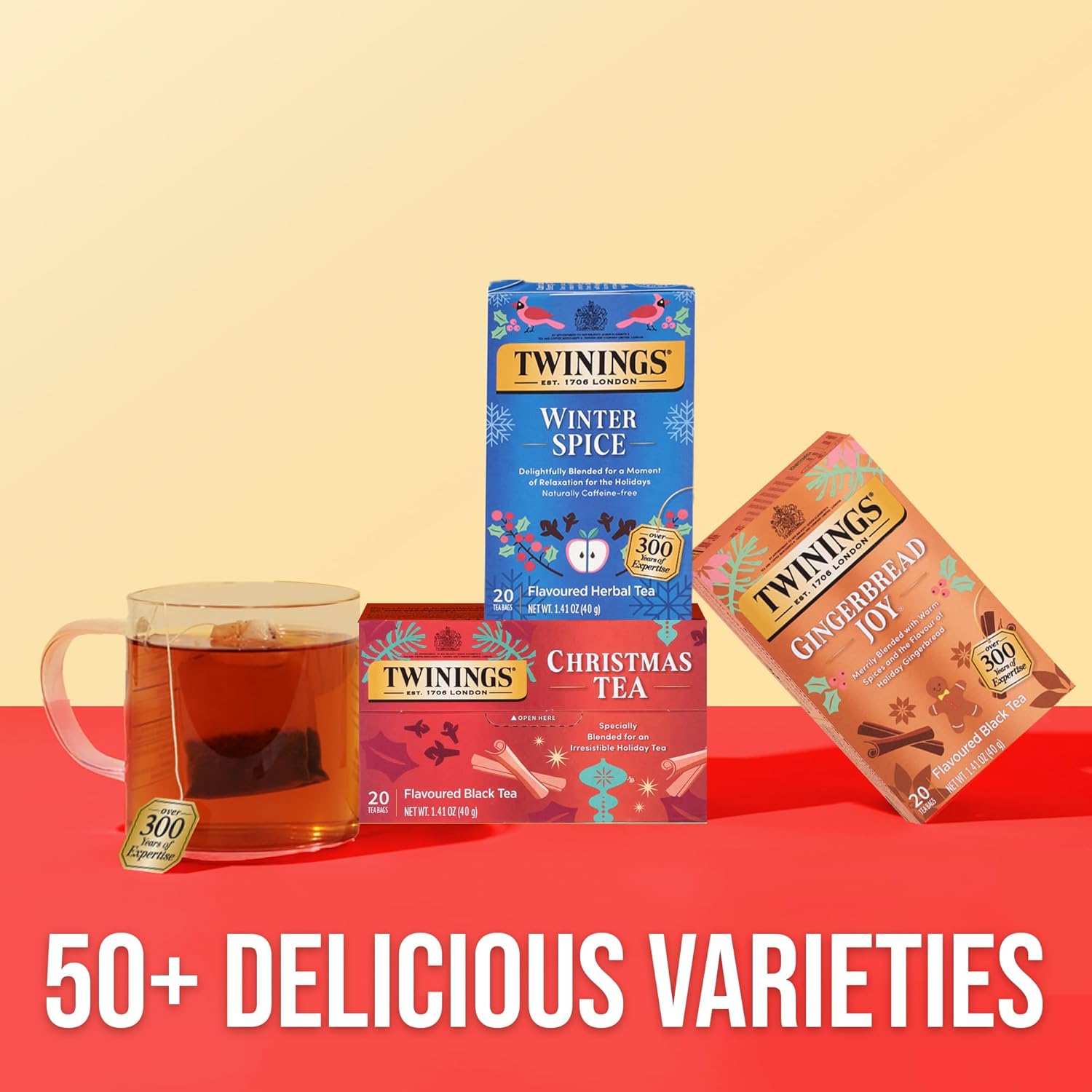 Twinings Gingerbread Joy Black Tea - Caffeinated Ginger & Cinnamon Flavor, 20 Individually Wrapped Bags