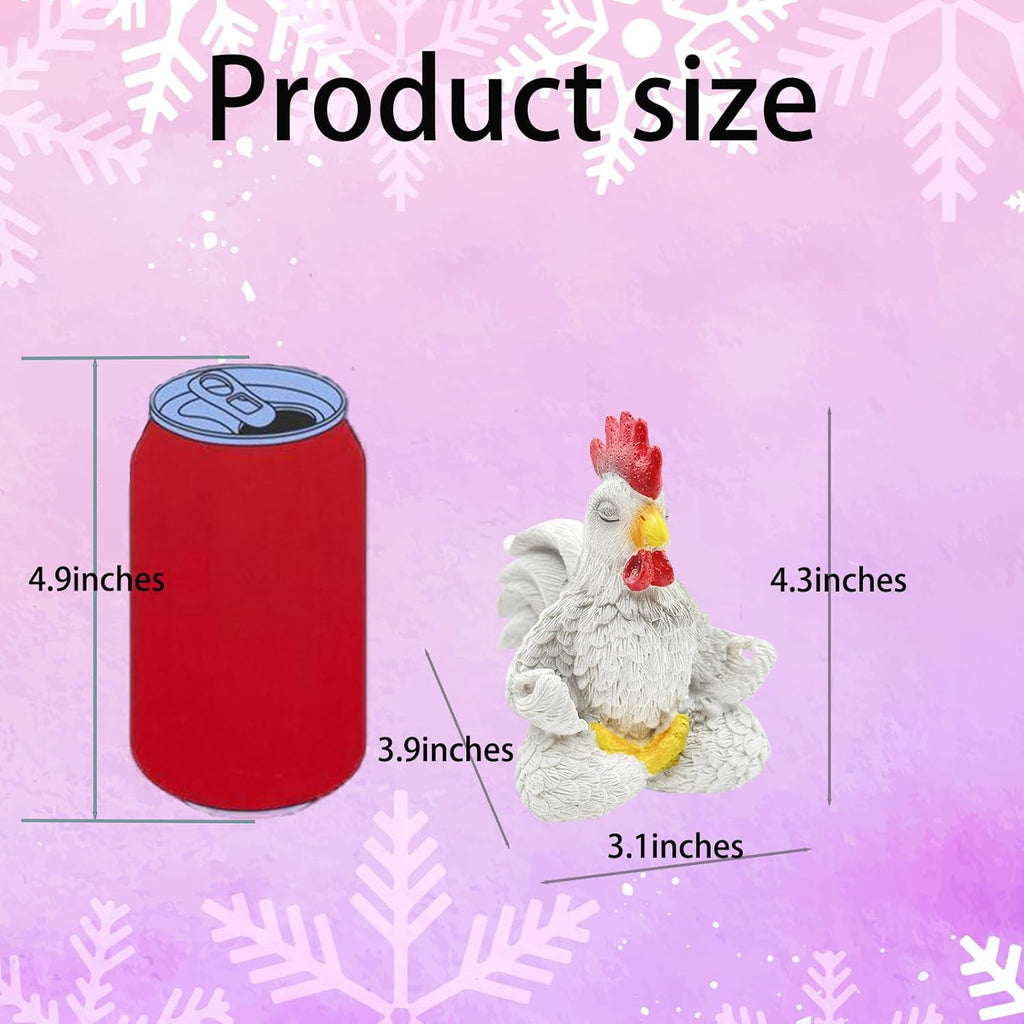 Regine Switzerland Funny White Rooster Statue Decor - Handcrafted Resin Chicken Figurine in Yoga Pose | Vibrant Country Charm for Unique Gifts