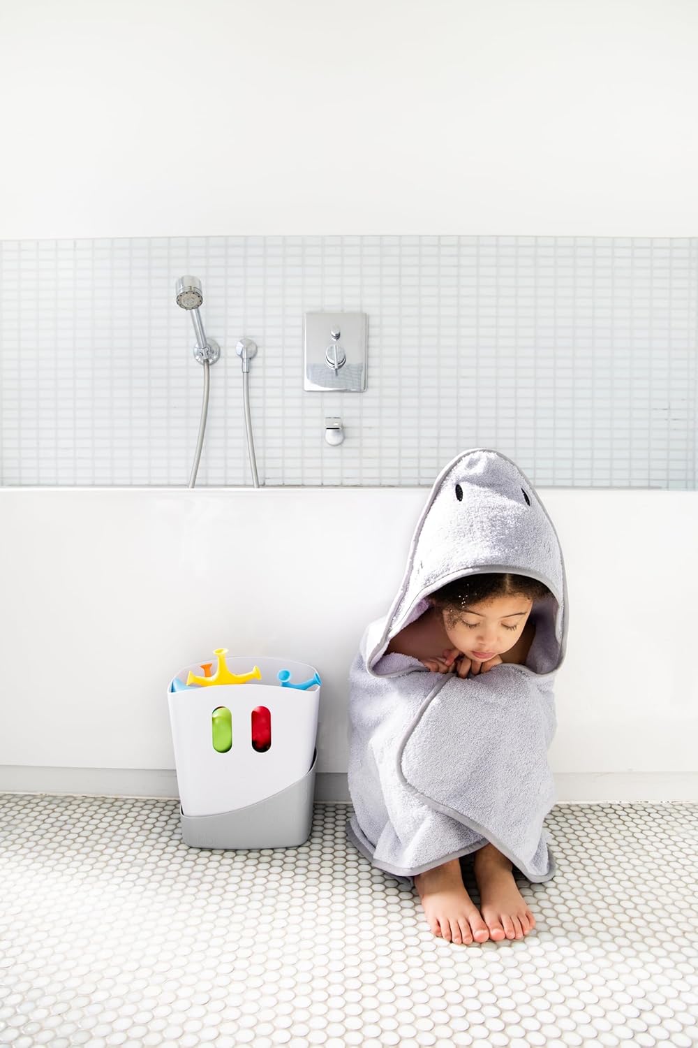 Ubbi Bath Toy Organizer - Freestanding Caddy with Removable Drying Rack | Gray for Toddlers & Babies