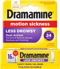Dramamine Motion Sickness Relief - Less Drowsy Formula for Travel Nausea, 16 Count