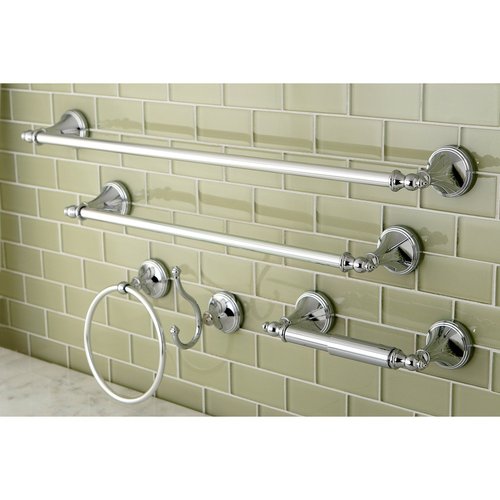 Kingston Brass Naples 5-Piece Accessory Set with 18" & 24" Towel Bar, Towel Ring, Robe Hook & Toilet Paper Holder, Polished Chrome