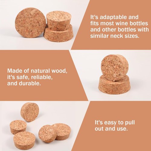 10 Pcs Tapered Cork Plugs, 2 Sizes Wine Bottle Stopper, Large Wooden Stoppers, 1.5 to 1.9 Inch Diameter, Natural Soft Wood Corks for Wine, Beer, Jars, DIY Crafts, Bottles Ornaments