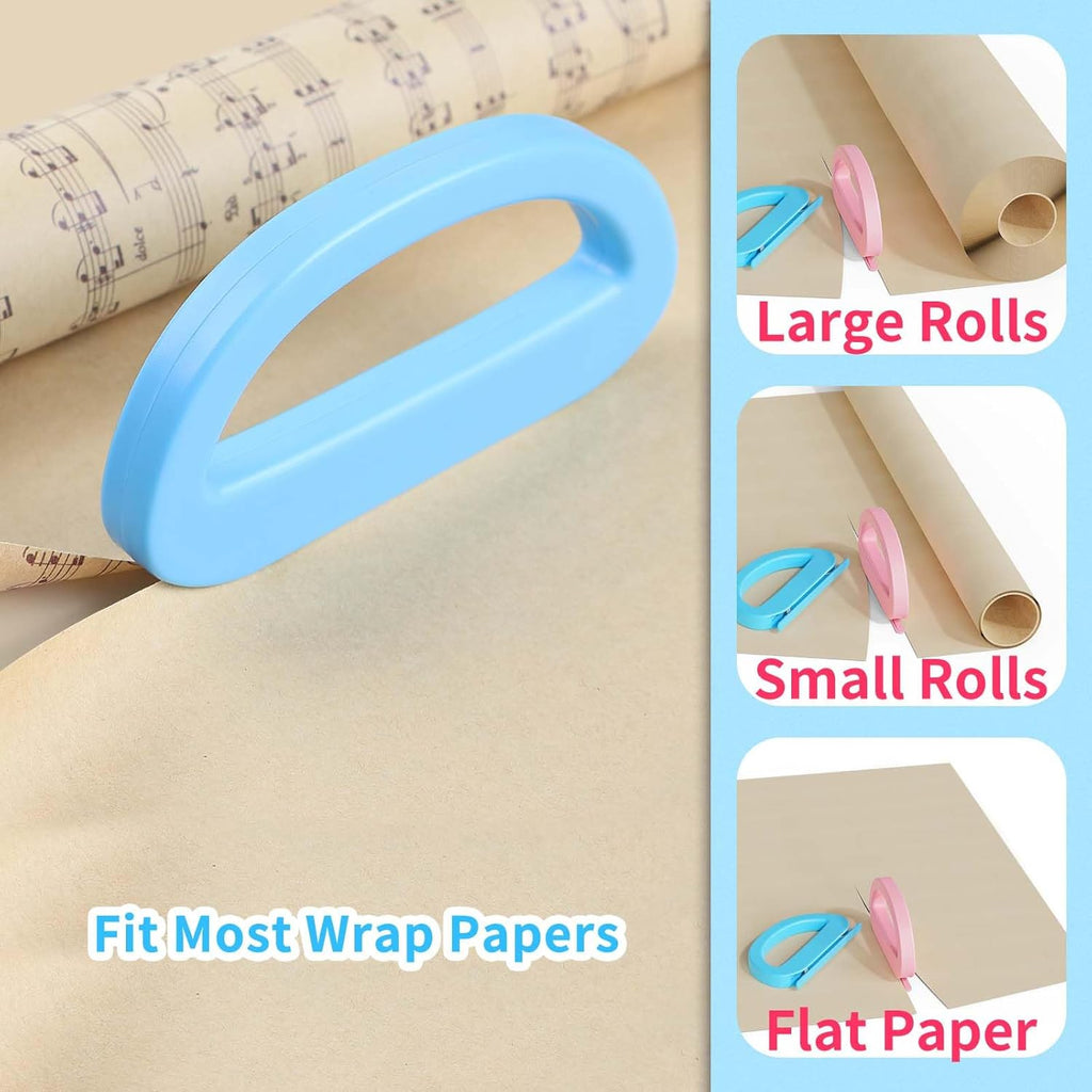Skiennix Dual Ended Wrapping Paper Cutter - 2-Pack with 4 Blades for Effortless Gift Wrapping