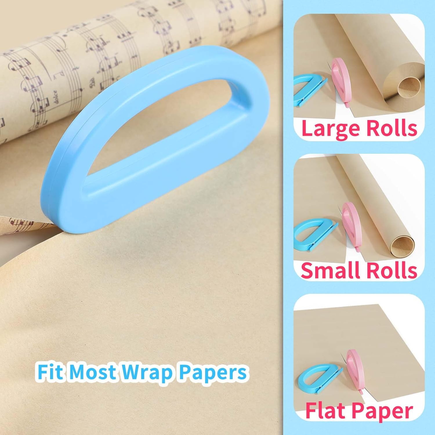 Skiennix Dual Ended Wrapping Paper Cutter - 2-Pack with 4 Blades for Effortless Gift Wrapping