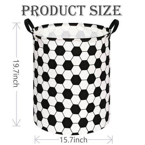ACMUUNI 19.7 Inch Round Football Laundry Clothes Hamper Laundry Basket with Handles,Storage Organizer Bins Laundry Gift Basket for Room, Bedroom Decor (Football)