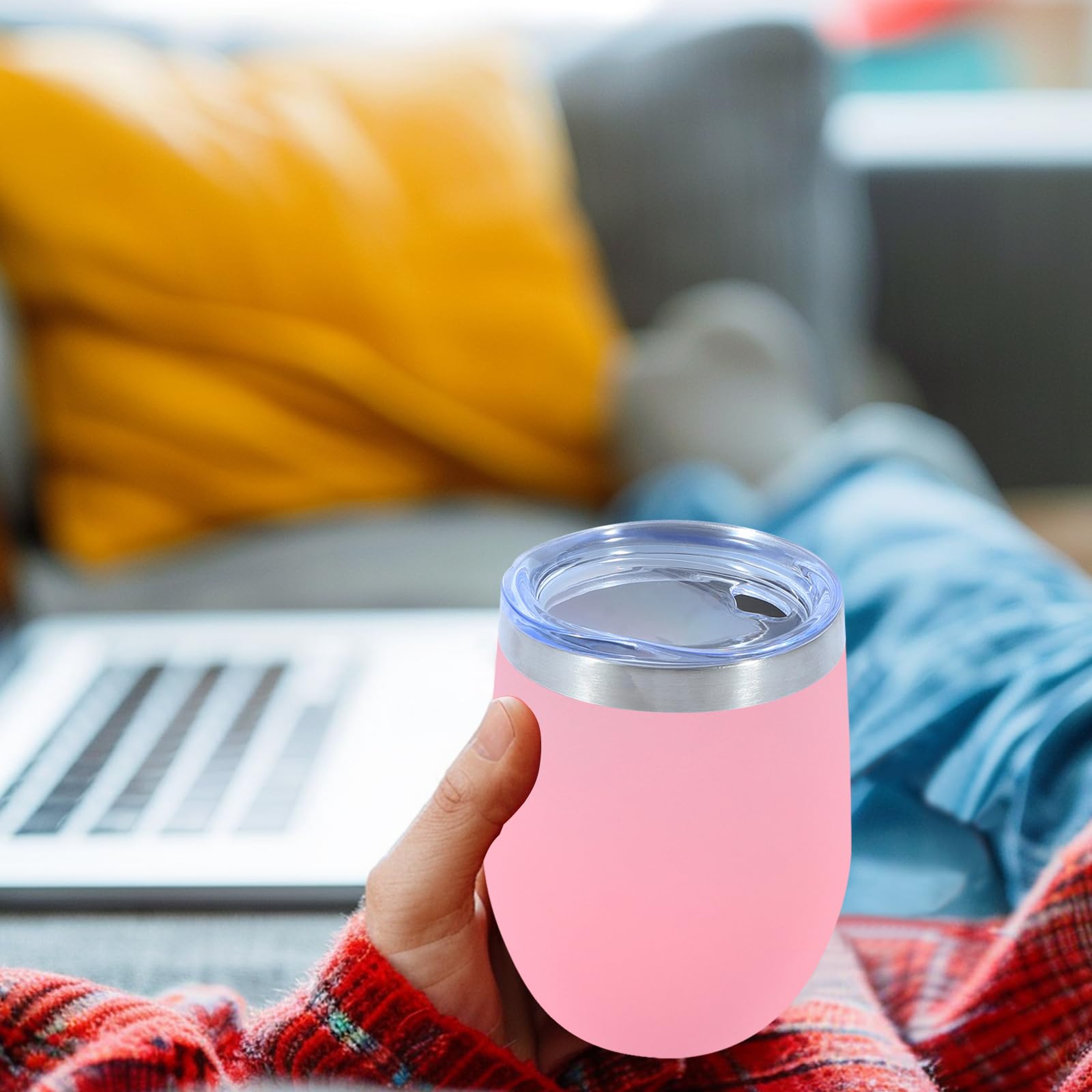 Dongni Stemless Insulated Wine Glass Tumbler,12 oz Stainless Steel Stemless Wine Glass Keeps Beverages Cold for 6 Hours, Hot for 3 Hours Non-Slip, Easy-Grip Insulated Cup(Mix 12pack)