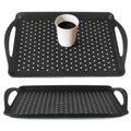 MDLUU Non-Slip Serving Tray with Handles, Food Serving Platter, Set of 2, Black