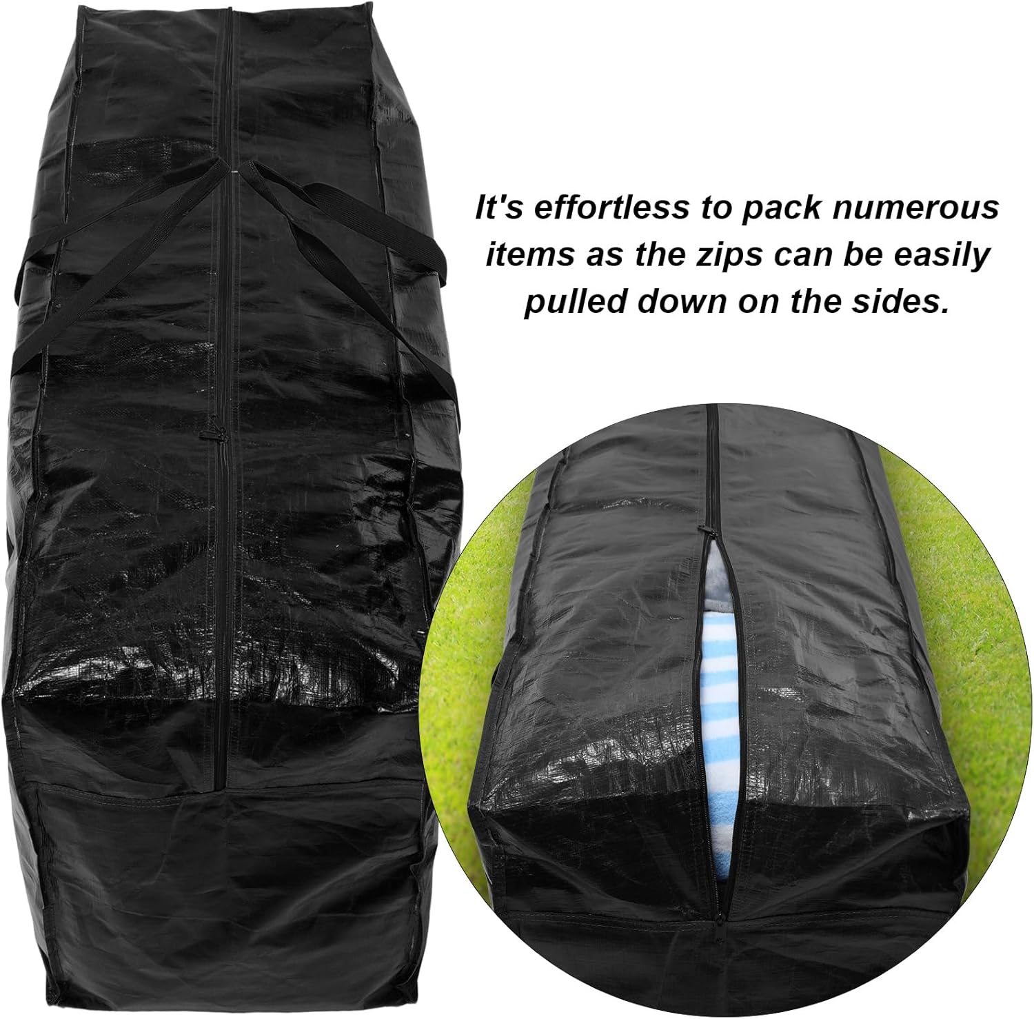 Windyun 57 Gallon Extra Large Heavy Duty Moving Bags - Jumbo Tote with Strong Zipper Handle | Black 4 Pack