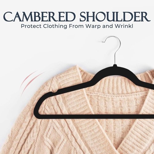 HOUSE DAY Black Velvet Hangers - Non-Slip Heavy Duty Felt Hangers | 60 Pack for Closet Organization