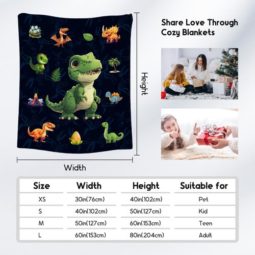 KNOWPHST Dinosaur Blanket for Kids - Blankets Gifts for Boys - 50x60 Inches Cozy Lightweight Throw for Sofa Bedroom Decor Bed