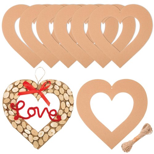 MixTeach 20 Pieces Valentine's Day Hanging Heart Wreaths Paper Large Heart Cardboard Wreath Hanging Ornaments Decorations with Hole Twine for Wedding DIY Craft Festival Valentine's Day Decoration
