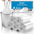 Ryobyo 180 Counts Drawstring Small Trash Bags 2-4 Gallon, 4 Gallon Mini Trash Bag Extra Strong, Small Garbage Bags Unscented, Stretchy, Quick Cinch for Bathroom Bedroom Office,White