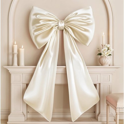 Giant Bow Decoration - Large Cream White Coquette Bow for Wedding & Party Backdrop | Satin Finish