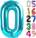 Light Blue Number 0 Balloon - 40 Inch Birthday Decoration for Milestone Celebrations