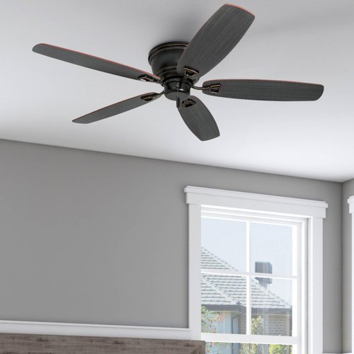 Honeywell Glen Alden 52 Inch Indoor Low Profile Ceiling Fan with Pull Chain Control, Quiet Motor, and 5 Reversible Blades, Oil Rubbed Bronze