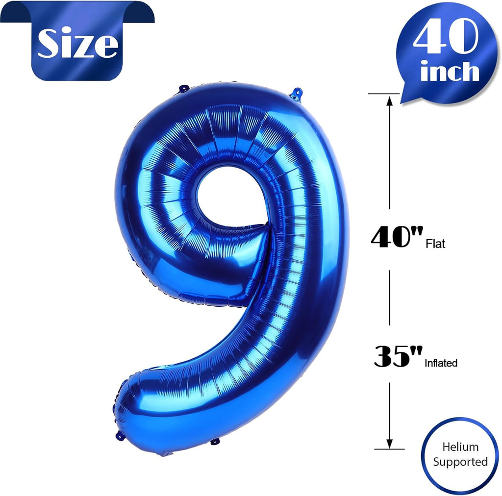 Number 9 Balloon by [Brand Name] - 40 Inch Navy Blue Giant Birthday Decoration for All Ages
