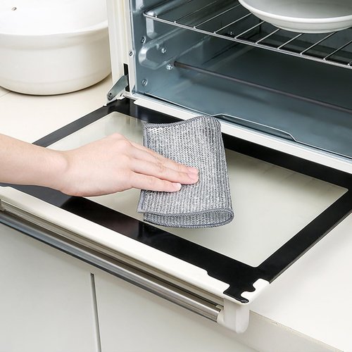 PRINKROOMY Double-Layer Steel Wire Cleaning Cloth - Non-Scratch Wire Dishcloth Rag Heavy Duty Scrub Pads Multi-Purpose Silver Mesh Scouring Pads for Dishes, Pots, Pans (10 pcs)