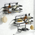 Regine Switzerland Shower Caddy 3 Pack - Rustproof No Drill Organizer with Soap Dish & Hooks | Black