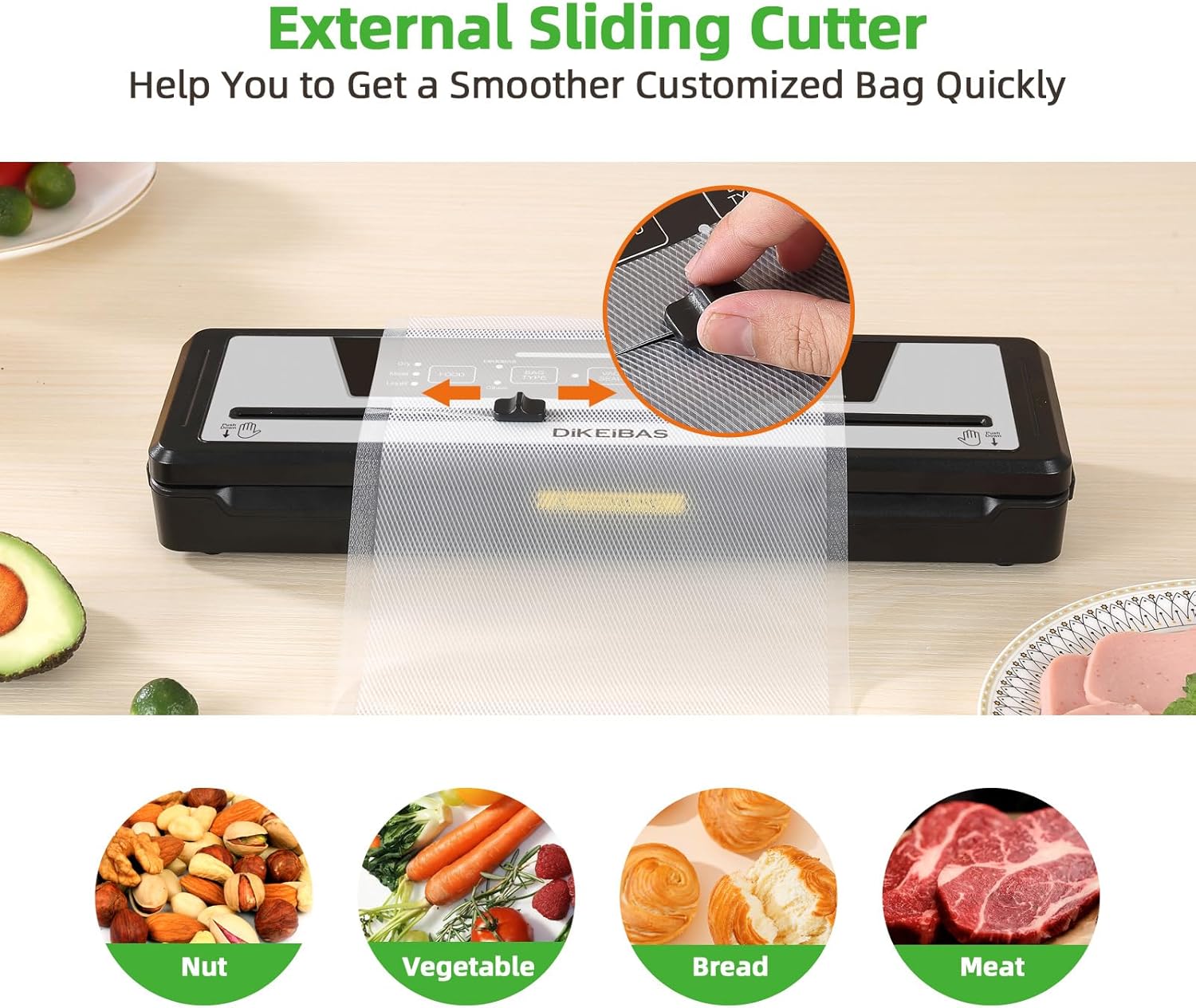 Vacuum Sealer Machine - Powerful 85kPa Suction | Compact One-Touch Automatic Food Sealer | Includes Bags & Cutter