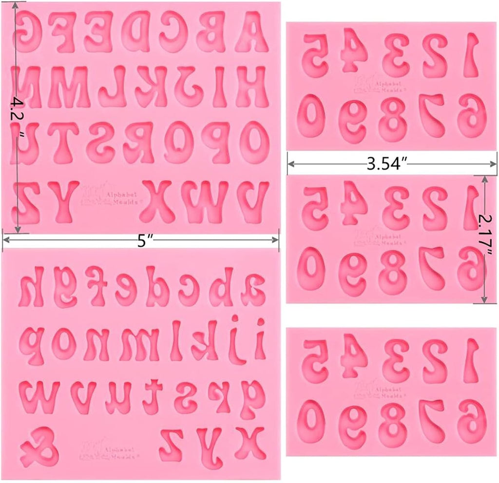 Skiennix Silicone Letter & Number Molds - 5-Piece Set for Baking, Candy & Cake Decoration