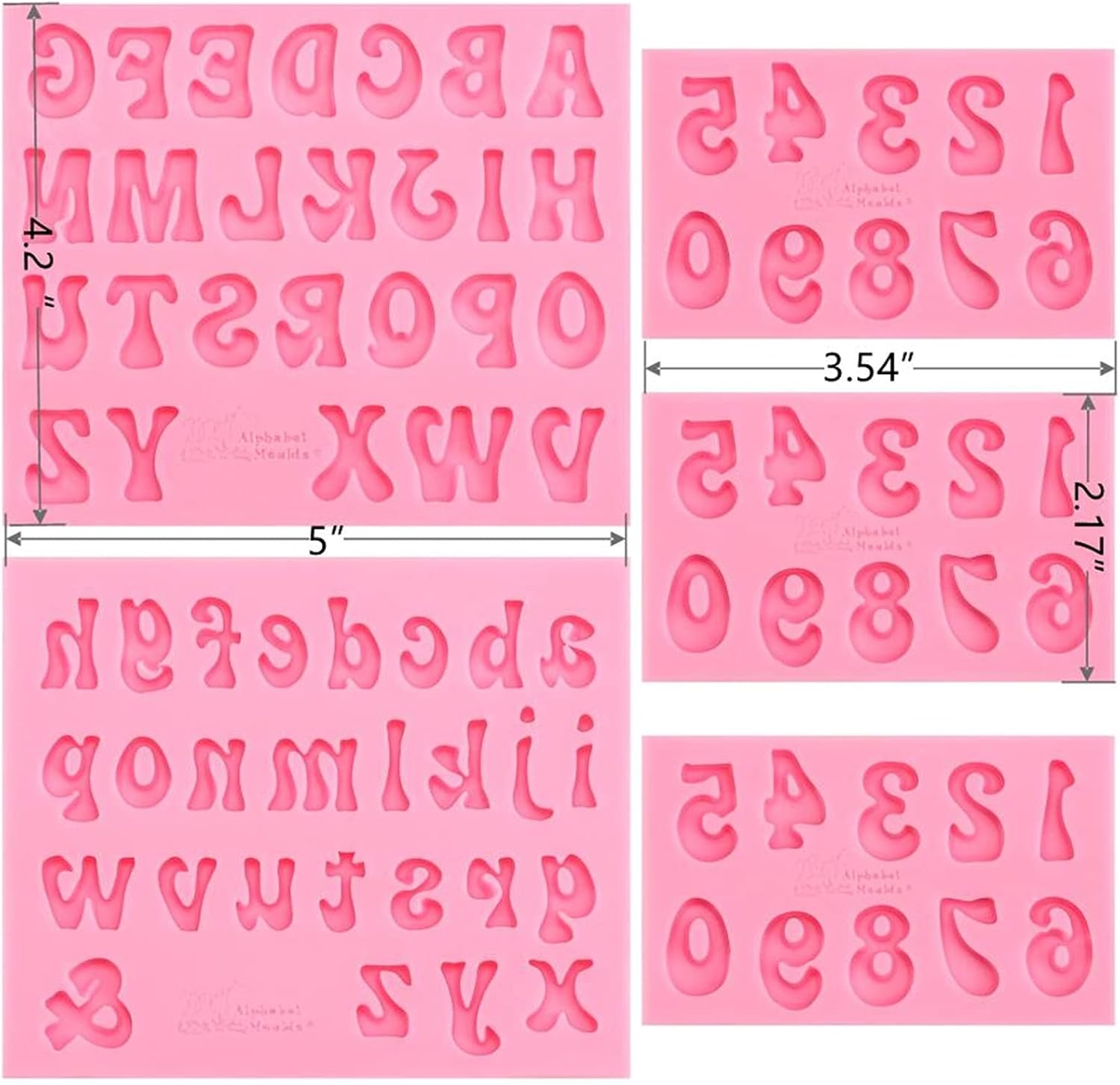Skiennix Silicone Letter & Number Molds - 5-Piece Set for Baking, Candy & Cake Decoration