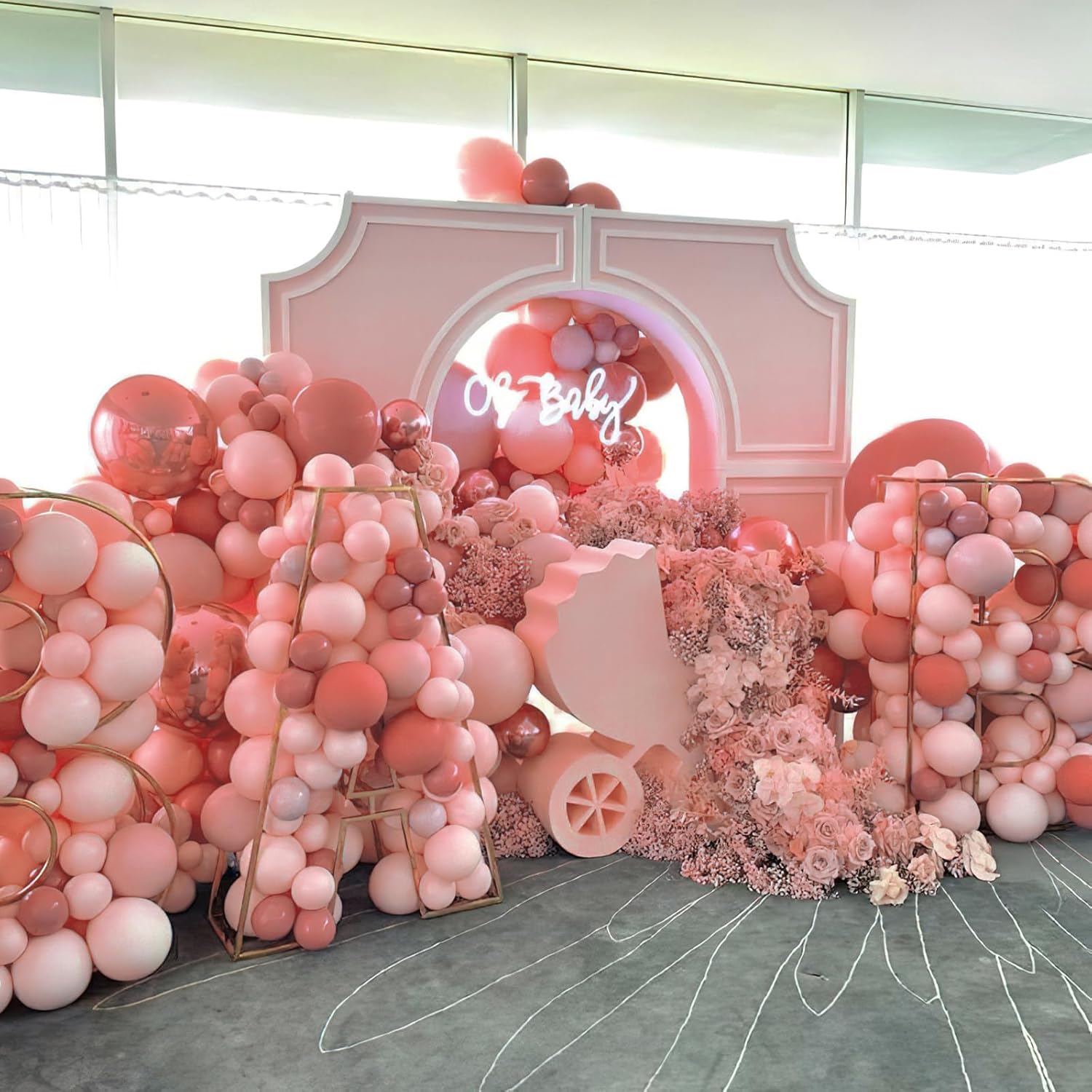 PartyWoo Dusty Pink Balloons - 100pcs Blush Pink Balloon Arch Kit for Baby Shower & Birthday Decor | Various Sizes