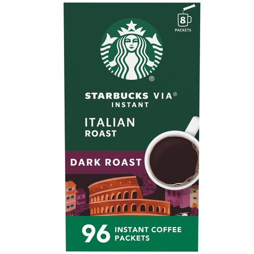 Starbucks VIA Instant Coffee Packets, Single Serve, Dark Roast Coffee, Italian Roast, 96 Packets