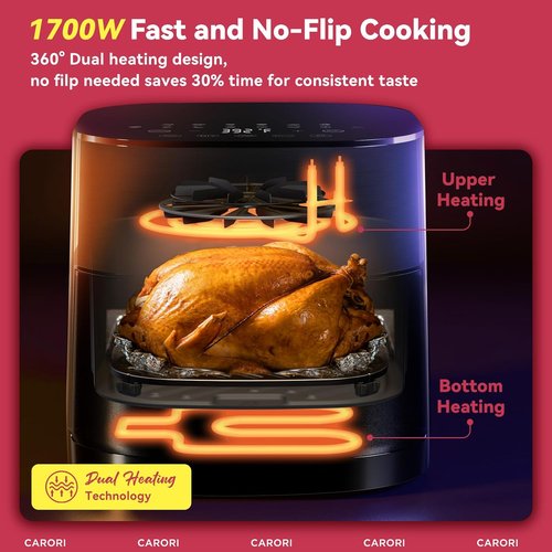 Air Fryer 14-in-1 by [Brand Name] - 6Qt Capacity with Viewing Window & Dual Heating | 1700W Nonstick Basket