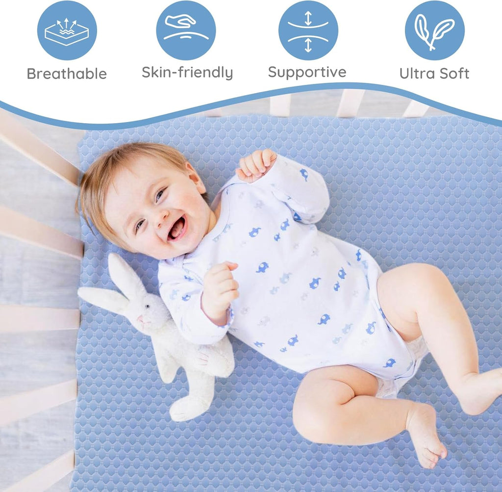 Skiennix Crib Mattress - Dual-Sided Memory Foam for Baby & Toddler | Soft, Breathable, 52" x 27.6" x 5.5", Washable Cover
