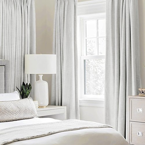 MIULEE 90-Inch Linen Textured Blackout Curtains - Thermal Insulated Heathered White Drapes | Luxury Room Darkening for Bedroom & Living Room (2 Panels)