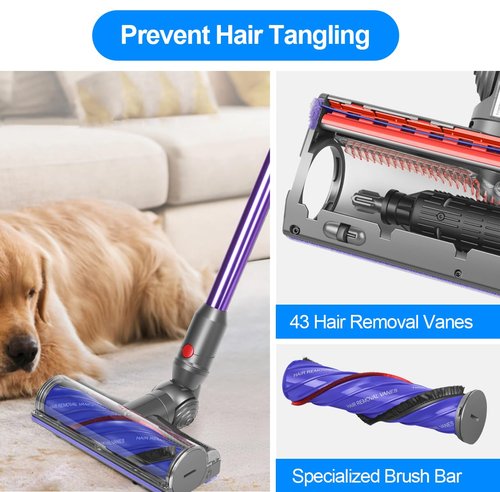 FUNTECK Motorbar Cleaner Head for Dyson V12 (Not for SV12) Detect Slim & V9 Motorbar, Anti-Tangle Vacuum Brush Attachment, Ideal for Carpets Rugs and Smooth Hard Floors