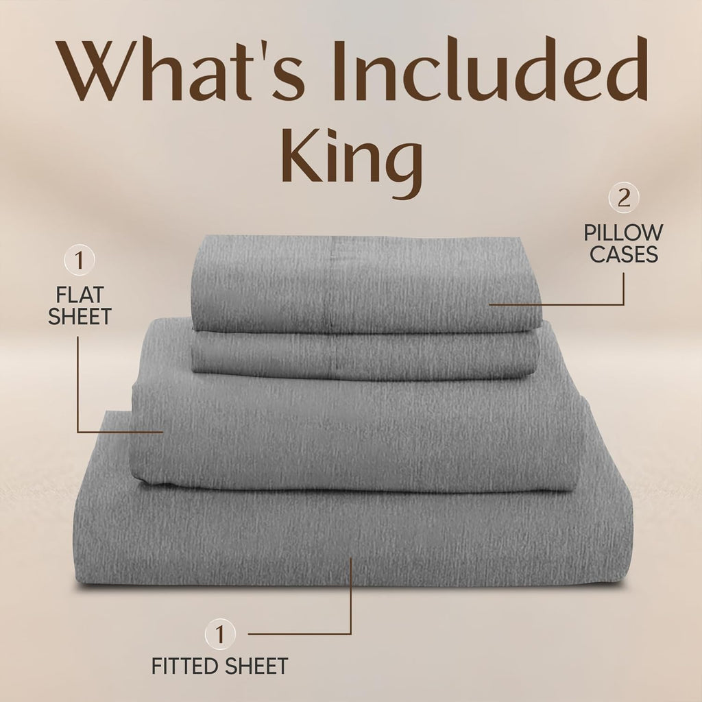 Utopia Bedding King Size Sheet Set - Soft, Breathable Microfiber | 4-Piece in Heather Grey