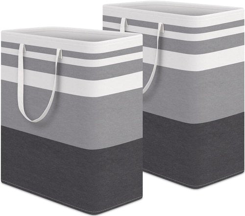 HomeHacks Laundry Basket - Waterproof 100L Freestanding Hamper | Collapsible Tall Design, 2-Pack Gradient Grey