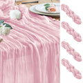Wokceer Cheesecloth Table Runner 4Pack 10FT Blushing Pink Christmas Gauze Cheese Cloth Table Runner for Party Easter Rustic Sheer Table Runners for Baby Bridal Shower Wedding